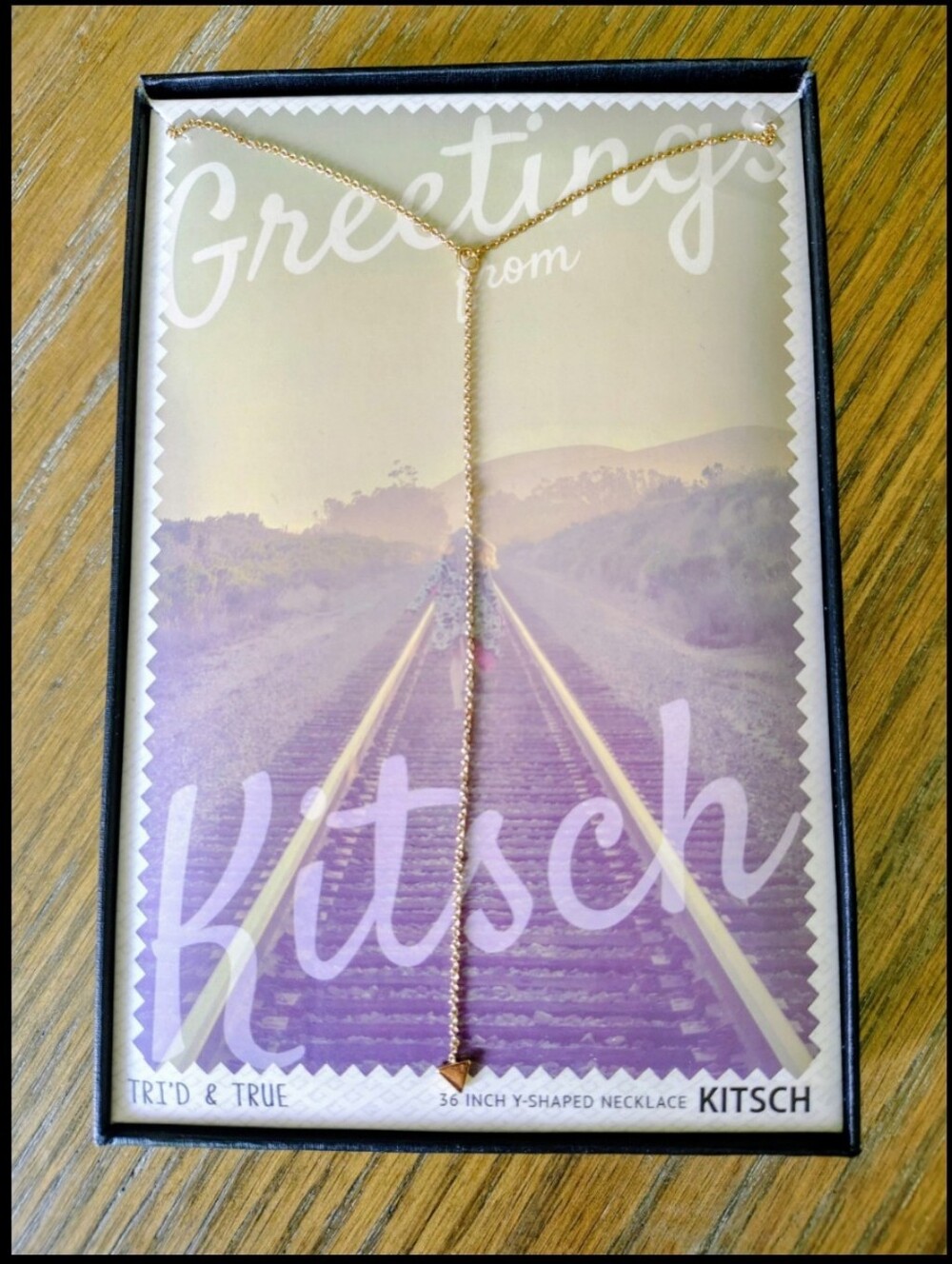 NEW Kitsch Tri'd & True 36 Inch Y-Shaped Gold Necklace with Box